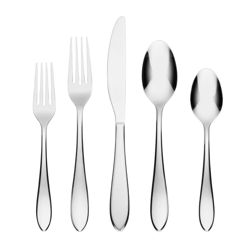 Cambridge Silverware Set, Delia Mirror 72-Piece Flatware Set, Service for 14, Made of 18/0 Stainless Steel, Dishwasher Safe, Knives Spoons and Forks, Home and Kitchen, Utensils Set (Silver, 72 Piece)