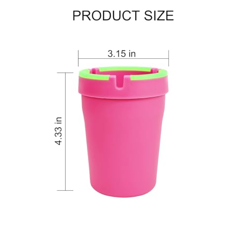 Image of Mandark Car Ashtray, 2PCS Glow In The Dark Smokeless Self-Extinguishing Vehicle Cigarette Trash Can, Smellproof Portable Automotive Ash Holder Organizer, Universal for Truck Home Office (Pink)