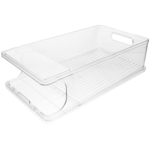 Levemolo Refrigerator Can Organizer Bin Stackable Rolling Beverage Holder for Easy Access Space-Saving Drink Storage for Cans and Bottles for Fridges Pantries and Cabinets