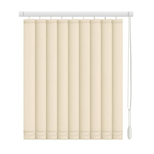 Persianas verticales opacas de 97 mm de tela con listones para protección UV, ideal para ventanas y puertas grandes (140 x 110 cm), mejora la privacidad y el control de luz