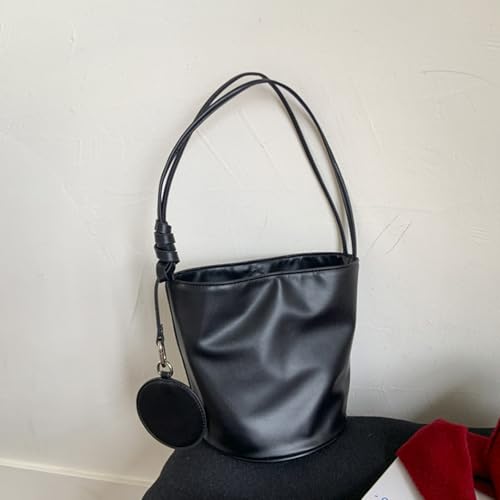 Bucket Bags for Women Vegan Leather Tote Handbag Slouchy Shoulder Bag Hobo Bag Everyday Barrel Satchel Bucket Purse4