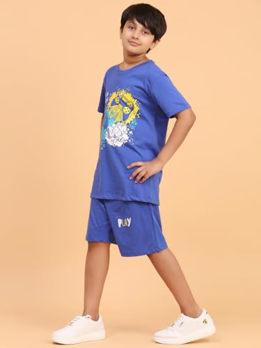 Image of Boys Halfsleeves Cotton Solid /Printed T-Shirt & Shorts Summer Co-ord Set /Clothing Set /Casual wear