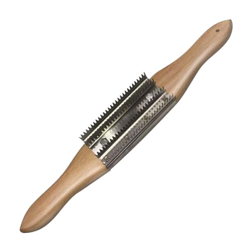 Aboiled Outil de nettoyage pour râteau à disque de polissage pour polir les produits de polissage avec bois de hêtre et râteau à dents métalliques à 4 rangées
