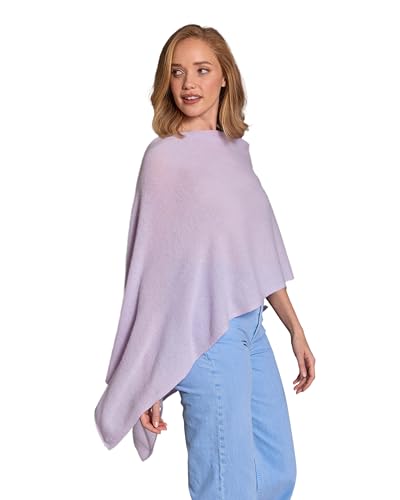 Cashmere -100% Cashmere Draped Dress Topper Poncho (Whisper/Purple)2