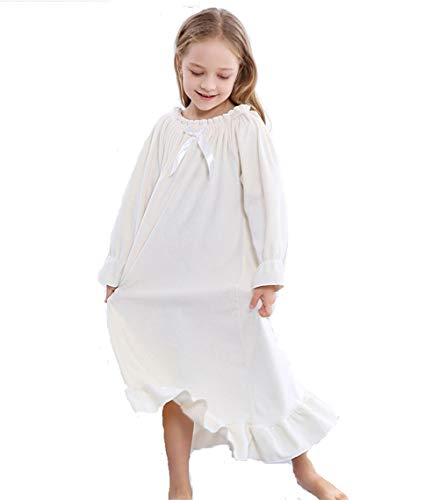Gagacity Camisones Pijama para Niñas y Mujeres Camisón Cálido de Franela Vestidos de Dormir Manga Larga de Madre-Hija Largo