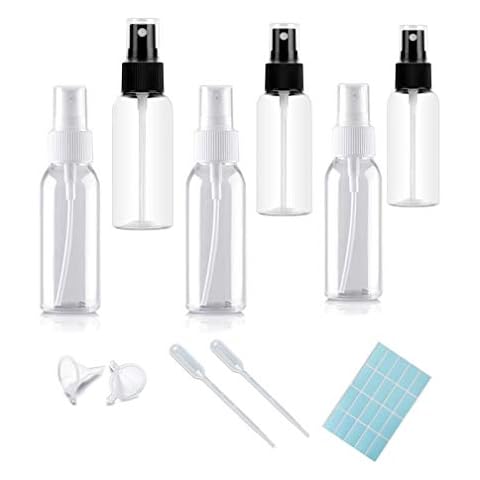 Fine Mist Spray Bottle 50ml Small Spray Bottle Empty Clear Portable Reusable Durable Plastic Travel Atomiser Bottle Set Refillable Liquid Containers for Make-up Cosmetic Hair Perfume.etc Cover