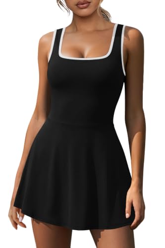 Image of NIASHOT Women's Athletic Dress with Built-in Shorts & Pockets Workout Tennis Golf Active Wear U Neck A-line Dresses
