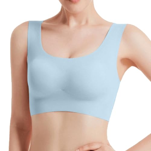 Sujetadores para mujer, sostén delgado acolchado cómodo, sin varillas, transpirable, para dormir todos los días, sostén grande, azul, XXL