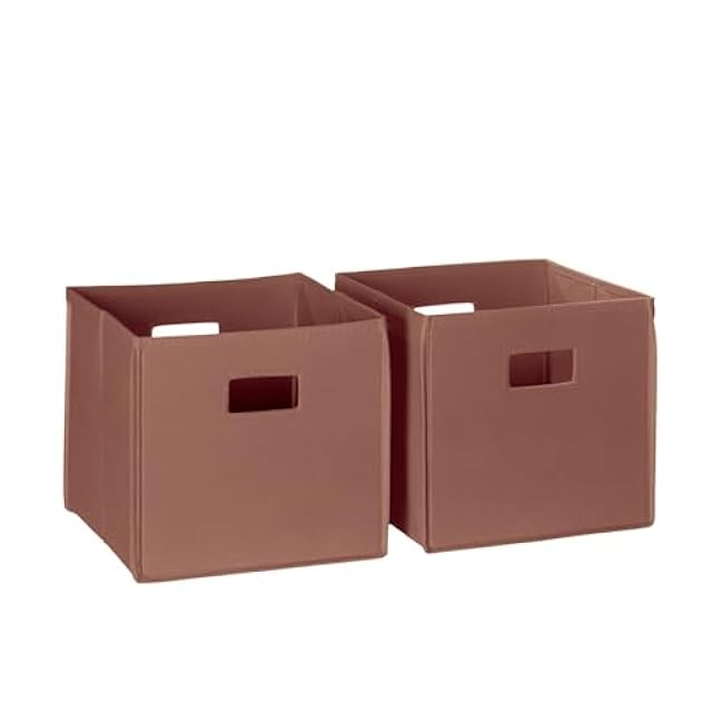 RiverRidge Folding Storage Bins with Handles Olive Cube Storage Organizer for Closet, Bedroom & Playroom - Closet Organizers and Storage Set of 2