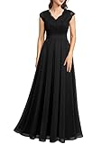 Dressystar 0050 V Neck Sleeveless Lace Bridesmaid Dress Wedding Party Gown M Black