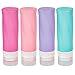 Flacons de Voyage - 4 Pcs Étanches Bouteille de Voyage Silicone et Sac à Cosmétiques Transparent, Accessoires de Voyage Aéroport Contenant pour Shampooing, Lotion, Gel Douche Crème (90 ml)