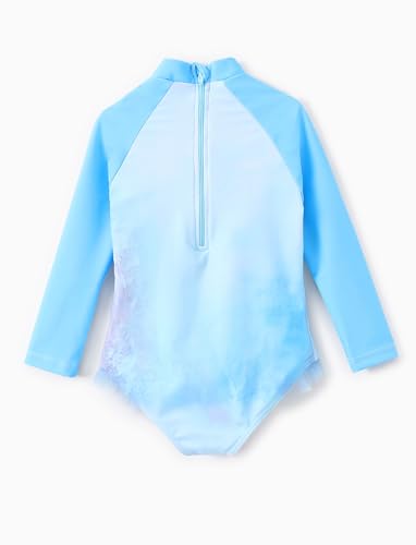 Disney Princess Frozen Elsa Minnie Stitch One Piece Swimsuit Rashguard Bathing Suit UPF 50+Toddler Girl Long Sleeve Swimwear2