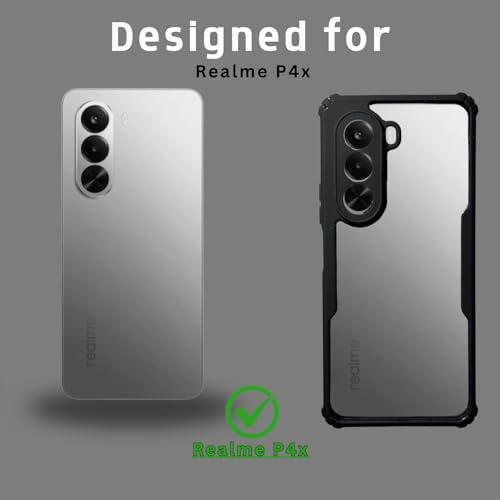 Image of Mobile Back Cover Black Border Transparent Back Cover for Realme P4X 5G | Soft TPU | Shockproof | Camera Protection