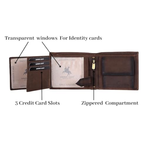 LONDON ALLEY Elk Barnished Vintage Brown Men's Leather Wallet
