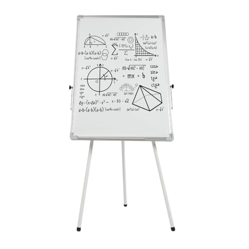 Czyurachel Pizarra blanca con soporte, 61 x 92 cm, magnética, portátil, borrable en seco, altura regulable, trípode con 3 bolígrafos, 1 goma de borrar, 6 imanes autoadhesivos
