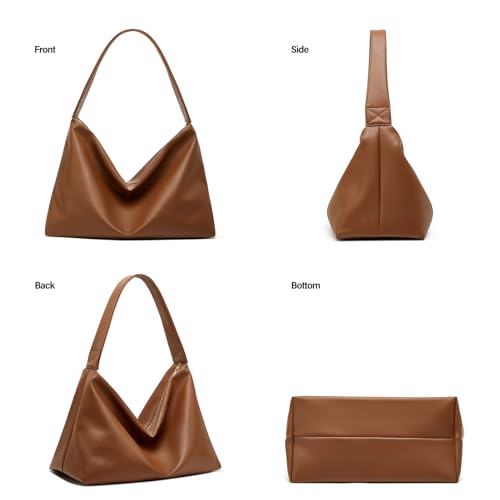 Image of Hobo Bags for Women ultra soft Slouchy Bag PU Leather Shoulder Handbag with Zipper