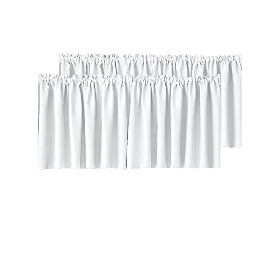 SMITHOOM 2 paneles de cortinas opacas con bolsillo para barra, cortina corta para cocina, baño, lavandería, balcón, blanco grisáceo, 150 x 45 cm