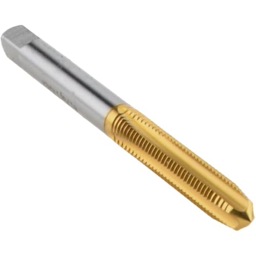 Hertel Straight Flute Tap, #10-32 UNF, 4 Flute, Plug Chamfer, 2B Class of Fit, High-Speed Steel, Titanium Nitride Finish, 7/8