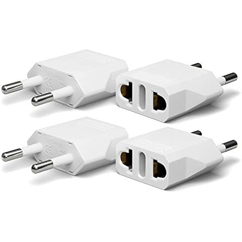 4 Pack European Travel Plug Adapter, Unidapt US to Europe Adapter Type C Outlet Converter America USA Italy Spain Germany France EU, Power Plug, White Cover