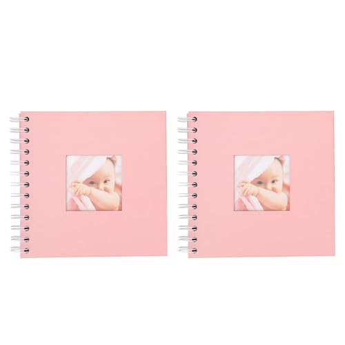 Riuulity Mini Album Fotografico per Bambini 2 Pezzi Album di Ritagli per Bambini Fai da Te Libro D'arte per, Set Ricordo Creativo (PINK)
