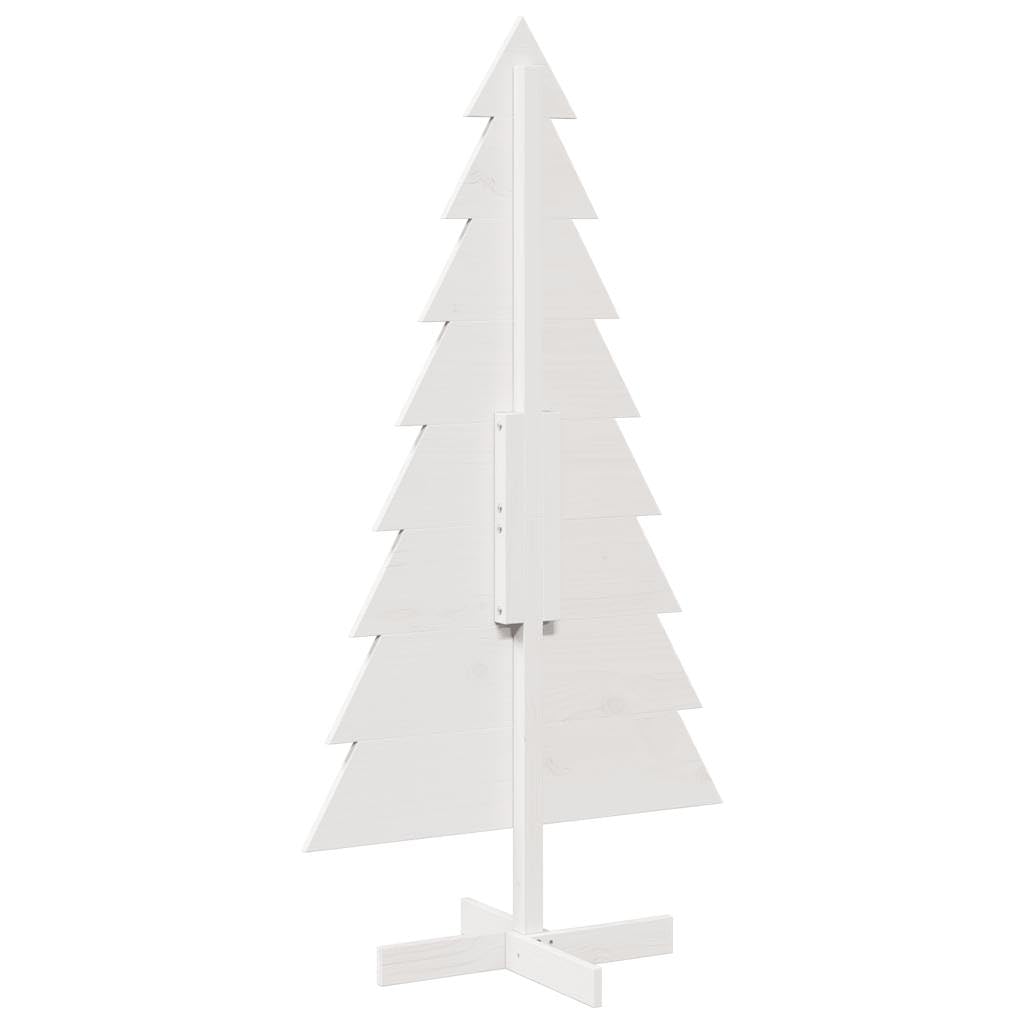 Árbol de Navidad de madera maciza de pino blanco, 150 cm, decoración navideña de madera para decorar con soporte estable, árbol de Navidad rústico de madera natural para un ambiente festivo en el