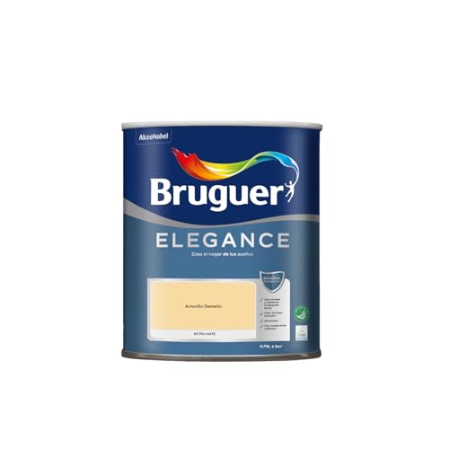 Bruguer ELEGANCE Pintura Monocapa ExtraMate, Paredes y Techos, Interior, Exterior protegido, Alta Durabilidad, UltraLavable, Resistente al Desgaste y Manchas Amarillo Destello 750 ml