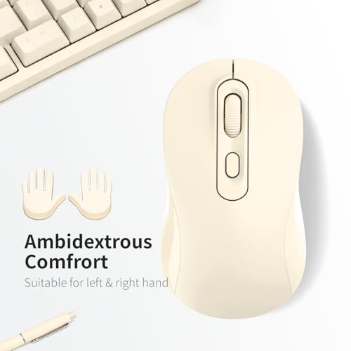 Image of Wireless Mouse, 2026 New Model, Silent Click Ergonomic Design, Portable, 4 Buttons, Adjustable DPI (800 /1200 /1600), for Laptop /PC /Office (Beige)