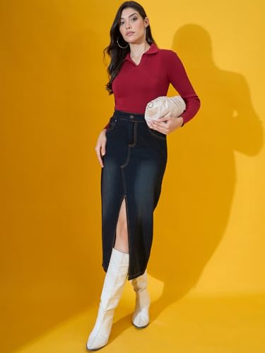 Image of 98 Degree North Women Spread Collar Sweater-G1577-BLACK