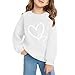 Girls Oversized Sweatshirt Heart Love Preppy Sweatshirts Fall Winter Long Sleeve Teen Girl Cute Fashion Clothes White 3-4 Years