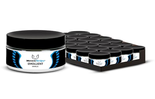 HawkGrips 8oz Massage Emollient, Original Vanilla Scent, Shea Butter, Oil Based, Vegan, Soft Tissue Mobilization and Lubrication for Manual and Assisted Massage Therapy, Cream Alternative, 24-Pack