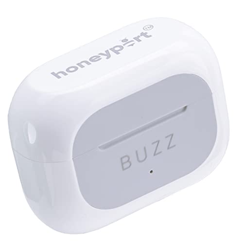 Image of Honeyport HP Buzz Earbuds - TWS Bluetooth Earbuds with Smart Voice Assistant, Active Noise Cancellation, 30-Hour Playtime, IP4X Sweatproof (White)
