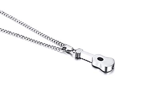 VNOX Keepsake Memorial Jewelry Stainless Steel Guitar Shape Cremation Ash Urn Pendant Necklace for Unisex3
