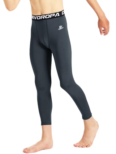 Image of DEVOROPA Boys Leggings Youth Compression Pants Sports Tights Basketball Football Baseball Soccer Baselayer Slim /Regular /Husky
