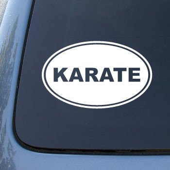 KARATE EURO OVAL - Martial Arts - Vinyl Car Decal Sticker #1723 | Vinyl Color: White