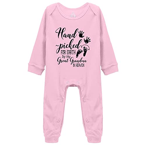 Hand Picked for Earth by My Great Grandma in Heaven Newborn Universal Short Sleeve Bodysuits