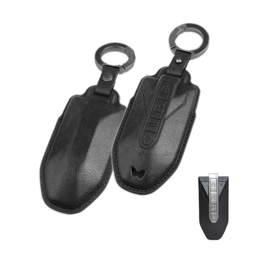 Image of Keyzone Vintage Leather Key Cover for Mahindra XUV 7XO, BE 6, XEV 9E, XEV 9S, BE 6 Formula E Edition, BE 6 FE (6-Button Smart Key) (Black)