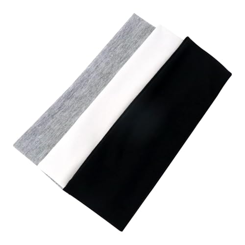 Sularpek 3 Pack Haarband Damen, Stirnband Damen, Sport Stirnband Damen, Yoga Headbands, Elastische Haarbänder, Baumwolle Haarbänder, Antirutsch Headbands,Sport Laufen Exercise Gym (Schwarz Weiß Grau)