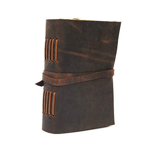 Image of Leather Journal Travel Diary, Handmade Vintage Bound Notebook for Men & Women Antique Finish Genuine Leather Quality Unline Brown Paper for Notes Art Sketchbook 7.5X5.5 Inches (Brown)