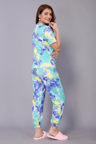 Image of VJ Fashion Women'S Cotton Lycra Printed & Knitted Round Neck Night Wear Set Of Top And Pazama
