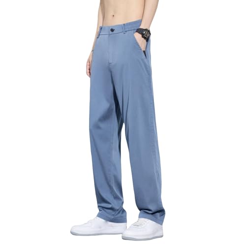 Men's Summer Thin Loose Straight Wrinkle-Resistant Breathable Casual Pants