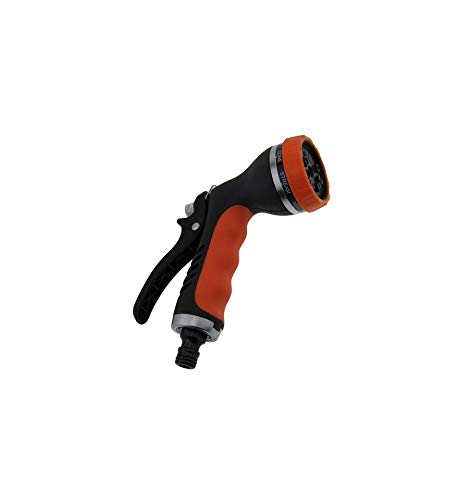 MUGAR Adjustable Metal Gun Soft Coated with Lever and 8 Functions Attachment, Hose, Gardening, Lance, Gun, Adjustable