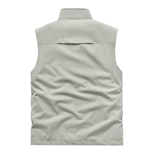 Men's Lightweight Vest Sleeveless Stand Collar Outdoor Work Jacket for Travel Hiking Running Lightweight Safari Cargo Vest4