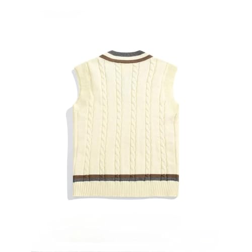 Men’S V-Neck Sweater Vest Color Block Spliced Sleeveless Knitted Pullover British Retro Style Layered Waistcoat3