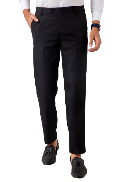 seven hunters Men Regular Fit Black Cotton Blend Trousers-picture-19