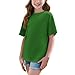 Boat Neck T Shirt for Girl Summer Fall Short Sleeve Loose Fit Plus Size Casual Thin Basic Tops T Shirt Girl 2025 Soft Comfy Clothes Fashion 12 Years