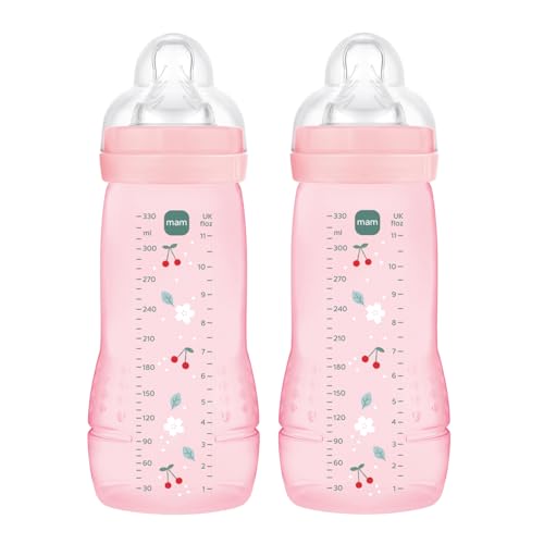 MAM Pack 2 Biberones, a partir de 6 Meses, 330ml, con Tetina X Especial Líquidos Espesos de Silicona de Fácil Aceptación, Fácil de Sostener, Fácil de Limpiar, MAM Easy Active, Rosa, Pack de 2uds MAM Pack 2 Biberones, a partir de 6 Meses, 330ml, con Tetina X Especial Líquidos Espesos de Silicona de Fácil Aceptación, Fácil de Sostener, Fácil de Limpiar, MAM Easy Active, Rosa, Pack de 2uds