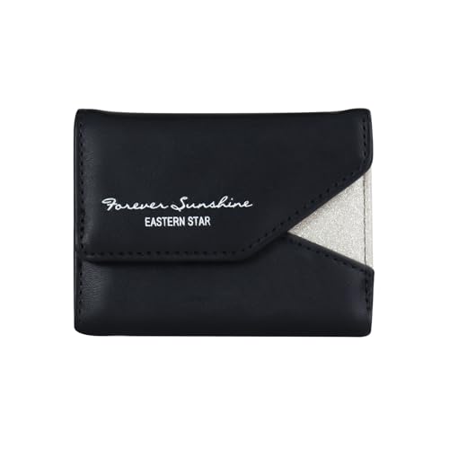 Andiker Wallet for Women, Trifold Small Wallet with 1 Cash Compartment and 6 Card Slots, Lightweight Coin Purse for Easy Access (Black)