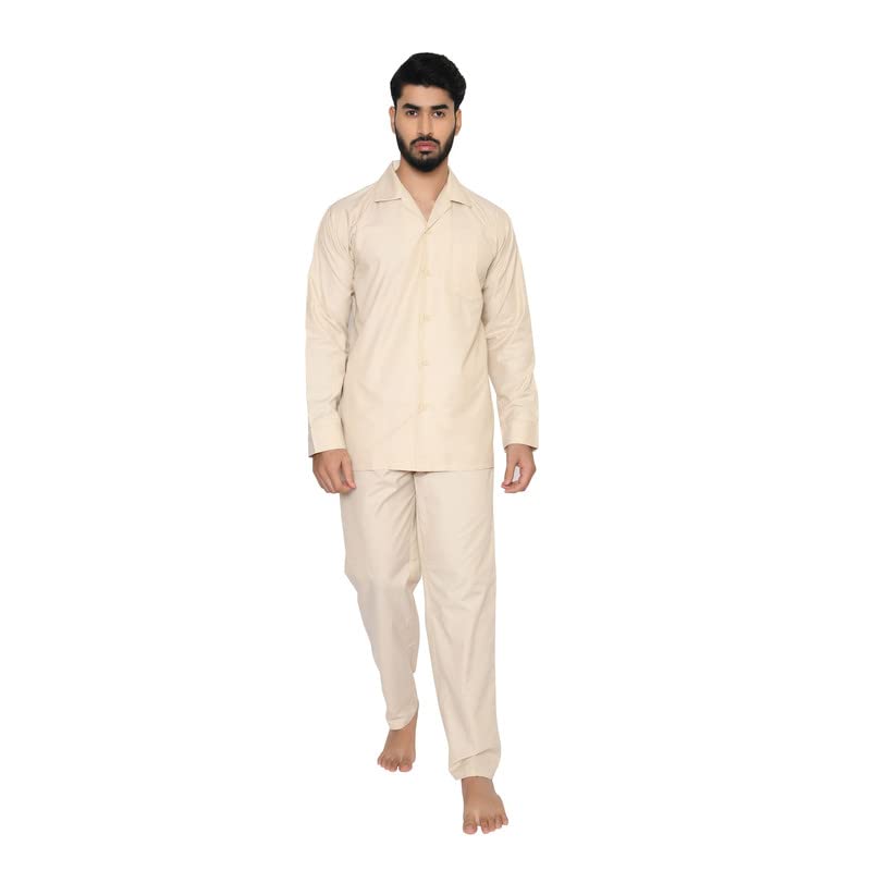 tatwam FILAFIL Cotton RICHED with Polyester Mens Nightsuit with Fully Elastic Pajama and Buttoned Full Sleeve TOP SIZE-3XL,L.Fawn-picture-25