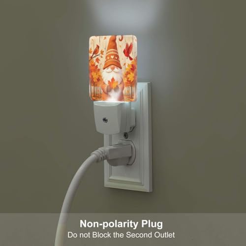 Image of Fall Leaves Birds Gnome LED Plug-in Nightlights 2-Pack for Bathroom