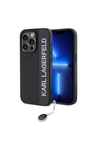 CG Mobile Karl Lagerfeld KLHCP15XPSAKDGCK Coque pour iPhone 15 Pro Max 6,7" Noir Coque Rigide Saffiano Strass et breloque